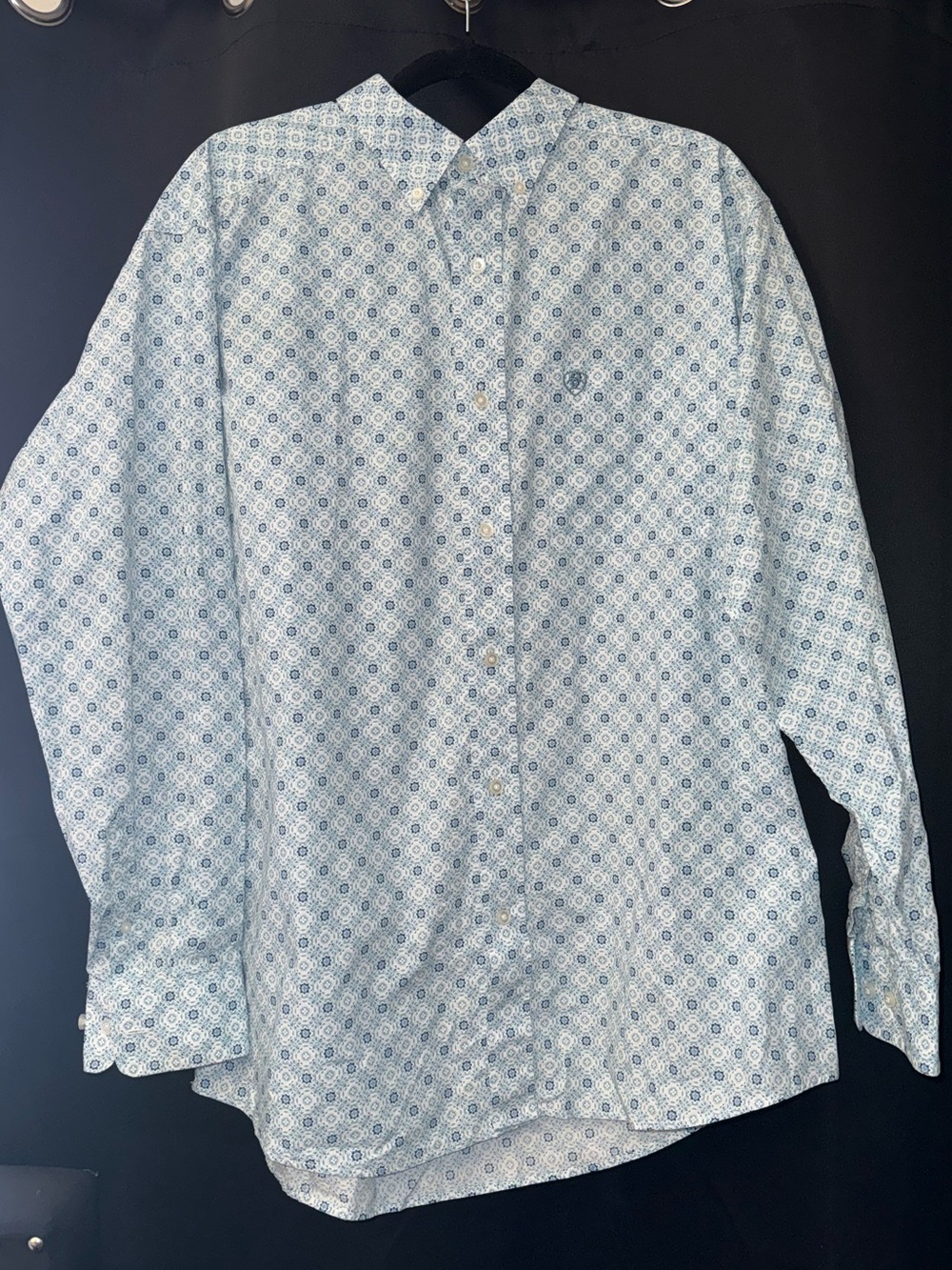 ARIAT Light Blue Patterned Button-Down Shirt